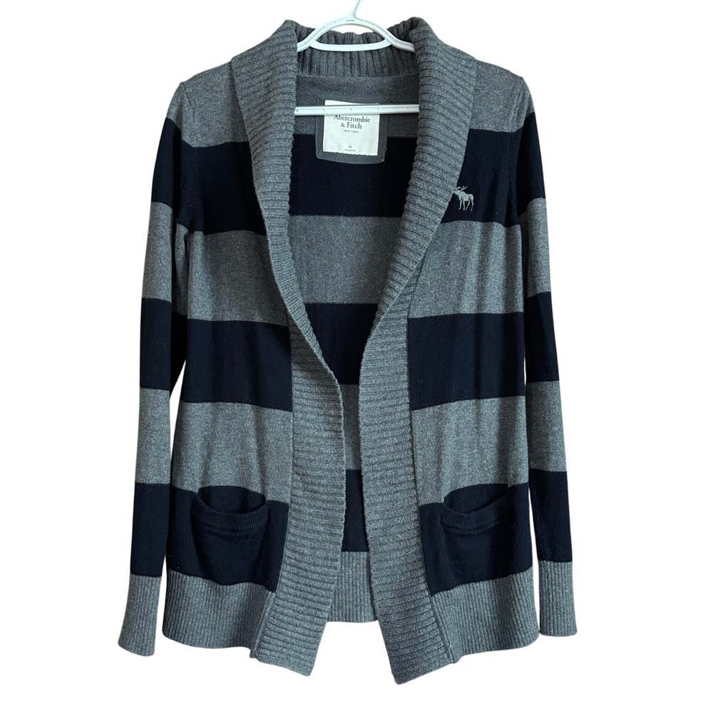 Abercrombie & Fitch Womens size Medium Y2K Shawl Collar Striped Cardigan Sweater